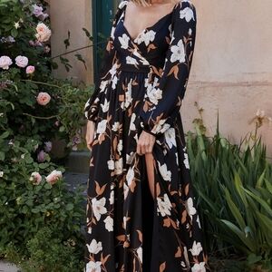 NWOT Floral Black Maxi Dress